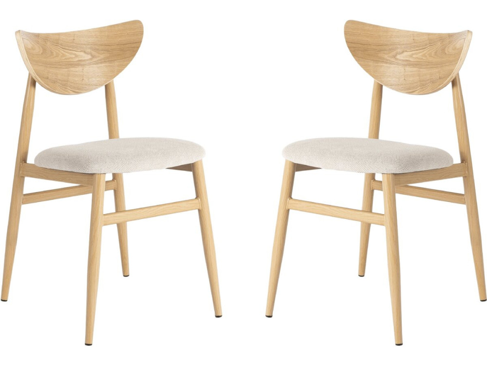 Lote de 2 sillas de comedor de madera de estilo escandinavo "Lumbra" - Beige