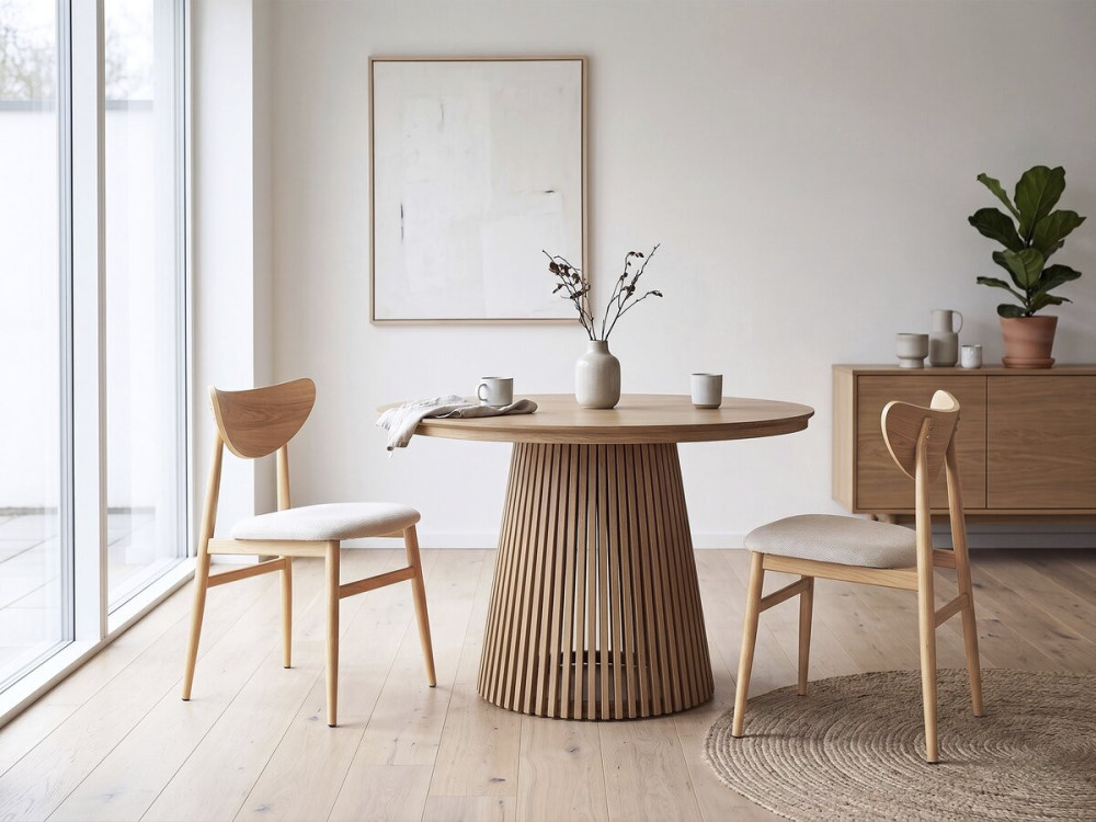 Lote de 2 sillas de comedor de madera de estilo escandinavo "Lumbra" - Beige