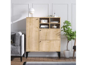 Aparador de madera "Ewa" - 100 x 35 x 125 cm - Roble zafiro 2