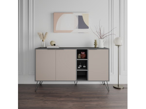 Aparador de madera "Clara" - 142 x 36 x 83 cm - Marrón moca claro 2