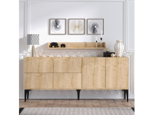 Aparador de madera "Stella" - 180 x 40 x 55 cm - Roble zafiro 2