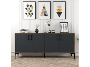 Aparador de madera "Kiev" - 180 x 35 x 78 cm - Gris antracita 2