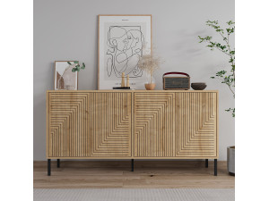 Aparador de madera "Evolet" - 150 x 36 x 75 cm - Beige 2