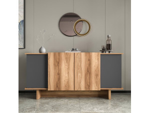 Aparador de madera "Diana" - 180 x 40 x 81 cm - Gris antracita 2
