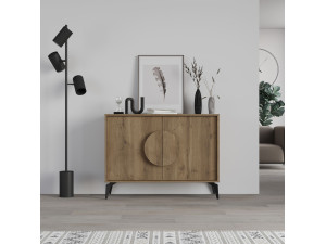 Aparador de madera "Gora" - 110 x 36 x 82 cm - Marrón 2