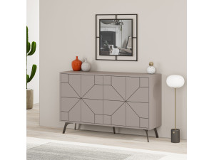Aparador de madera "Dune" - 123 x 35 x 62 cm - Marrón moca claro 2