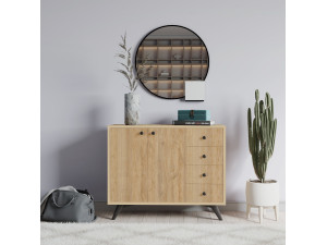 Aparador de madera "Waga" - 100 x 35 x 82 cm - Marrón 2