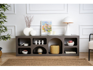 Aparador de madera "Ferlis" - 160 x 40 x 51 cm - Gris antracita 2