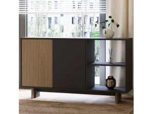 Aparador de madera "Ravello" - 140 x 35 x 80 cm - Gris antracita 2