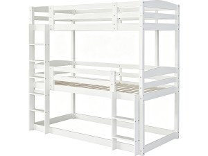 Litera de madera con escalera «Sephora» - 90 x 190 cm - Blanco