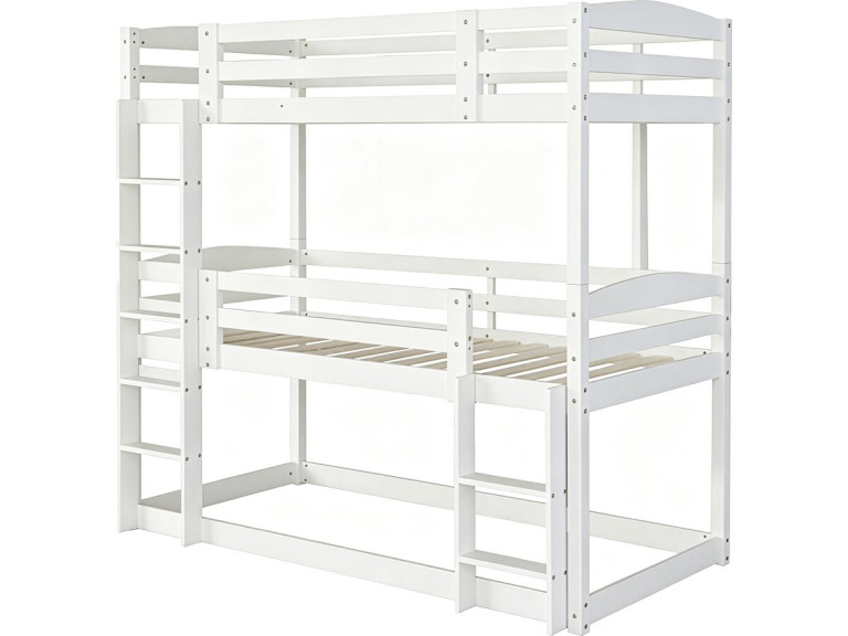 Litera de madera con escalera «Sephora» - 90 x 190 cm - Blanco