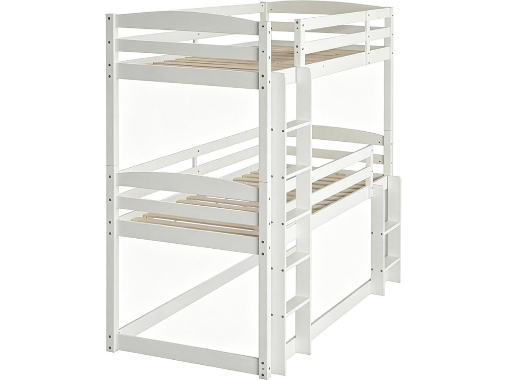 Litera de madera con escalera «Sephora» - 90 x 190 cm - Blanco