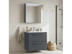Conjunto de mueble con lavabo y espejo (2 piezas) «Nuvola 65 v2» - 65 x 50 x 62 cm - Antracita 2