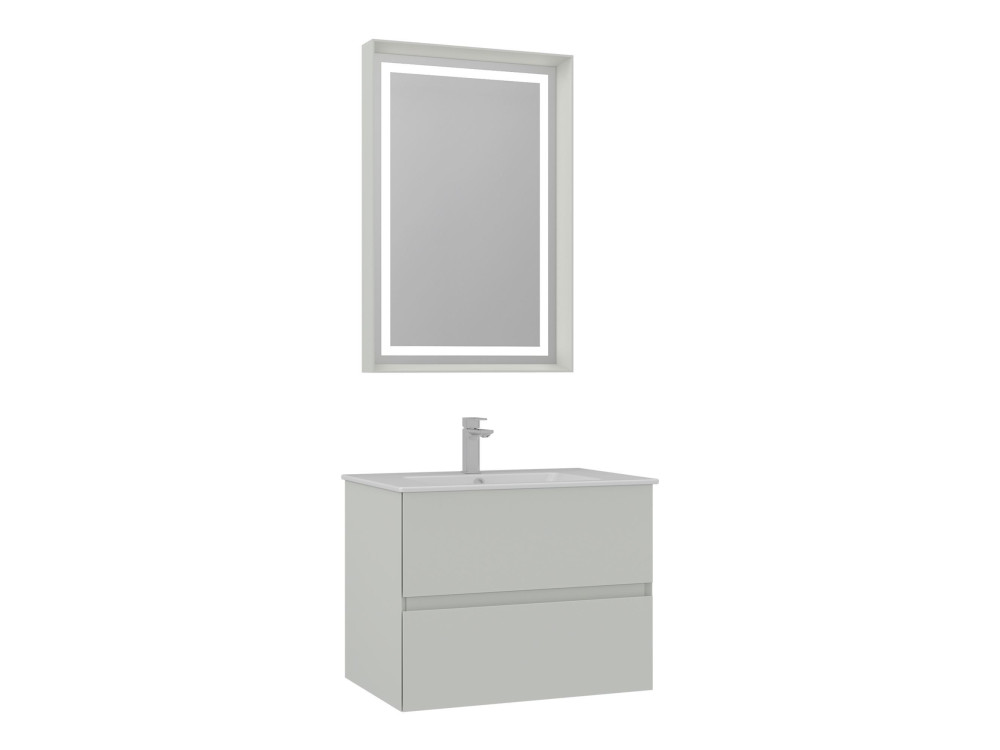 Conjunto de mueble con lavabo y espejo (2 piezas) «Nest 71 v2» - 71 x 51 x 55 cm - Cachemira mate