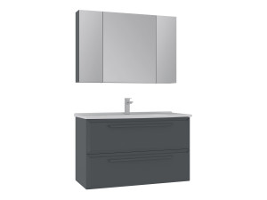 Conjunto de mueble con lavabo y espejo (2 piezas) «Nuvola 100 v2» - 100 x 50 x 62 cm - Antracita