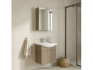 Conjunto de mueble con lavabo y espejo (2 piezas) «Purus 55» - 55 x 50 x 58 cm - Roble 2