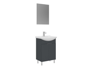 Conjunto de mueble con lavabo y espejo (2 piezas) «Purus 55» - 55 x 2 x 83 cm - Antracita mate