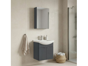 Conjunto de mueble con lavabo y espejo (2 piezas) «Purus 55» - 55 x 50 x 58 cm - Antracita mate 2