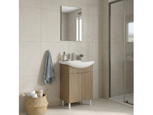 Conjunto de mueble con lavabo y espejo (2 piezas) «Purus 55» - 55 x 2 x 83 cm - Roble 2