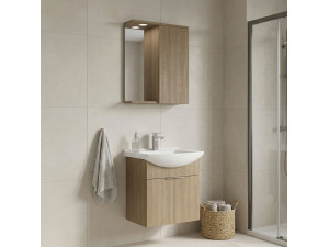 Conjunto de mueble con lavabo y espejo (2 piezas) «Purus 55» - 55 x 50 x 58 cm - Roble 2