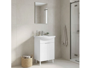 Conjunto de mueble con lavabo y espejo (2 piezas) «Purus 55» - 55 x 2 x 83 cm - Blanco 2