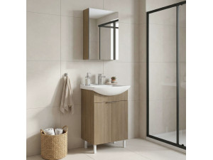 Conjunto de mueble con lavabo y espejo (2 piezas) «Purus 55» - 55 x 50 x 83 cm - Roble 2