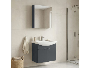 Conjunto de mueble con lavabo y espejo (2 piezas) «Purus 65» - 65 x 50 x 58 cm - Antracita mate 2