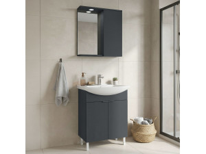 Conjunto de mueble con lavabo y espejo (2 piezas) «Purus 65» - 65 x 50 x 83 cm - Antracita mate 2