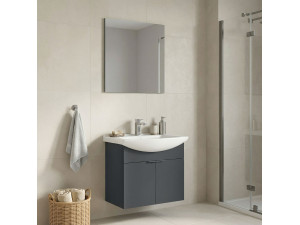 Conjunto de mueble con lavabo y espejo (2 piezas) «Purus 65» - 65 x 50 x 58 cm - Antracita mate 2