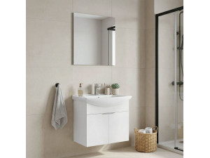 Conjunto de mueble con lavabo y espejo (2 piezas) «Purus 65» - 65 x 50 x 58 cm - Blanco 2