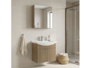 Conjunto de mueble con lavabo y espejo (2 piezas) «Purus 65» - 65 x 50 x 58 cm - Roble 2