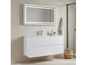 Conjunto de mueble con lavabo y espejo (2 piezas) «Nest 121 v2» - 121 x 51 x 55 cm - Blanco mate 2