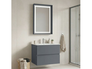 Conjunto de mueble con lavabo y espejo (2 piezas) «Nest 71 v2» - 71 x 51 x 55 cm - Gris mate 2