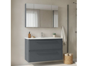 Conjunto de mueble con lavabo y espejo (2 piezas) «Nuvola 100 v2» - 100 x 50 x 62 cm - Antracita 2