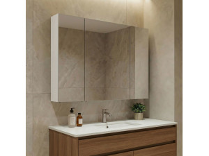 Mueble de baño con espejo «Nuvola 100 v2» - 97 x 16 x 66 cm - Blanco 2