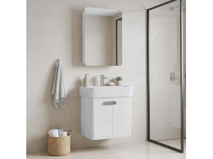 Conjunto de mueble con lavabo y espejo (2 piezas) «Orbit 55» - 55 x 38 x 62 cm - Blanco 2