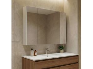 Mueble de baño con espejo «Arno 100» - 100 x 16 x 66 cm - Cashmere 2
