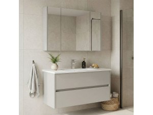 Conjunto de mueble con lavabo y espejo (2 piezas) «Arno 100» - 100 x 45 x 52 cm - Cashmere 2