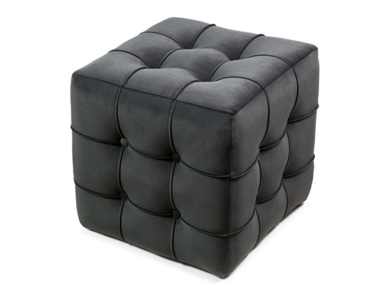 Puff de terciopelo "Lizbon" - 42 x 42 x 42 cm - Gris