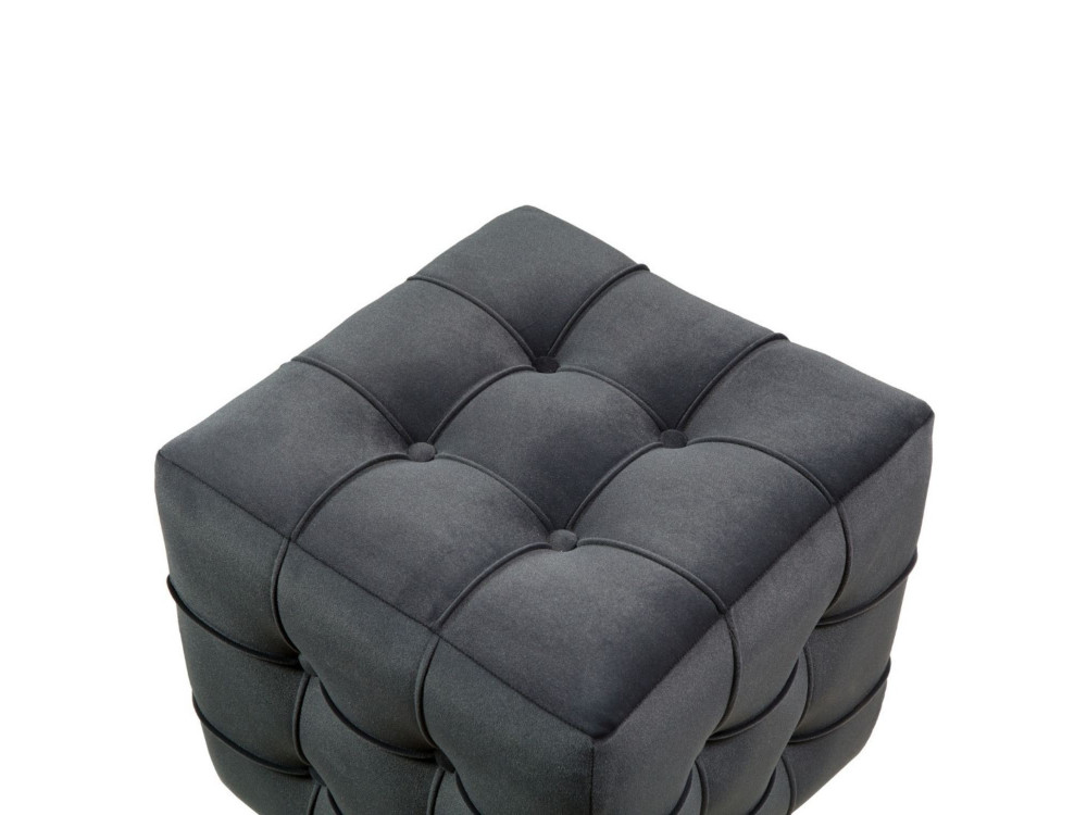 Puff de terciopelo "Lizbon" - 42 x 42 x 42 cm - Gris