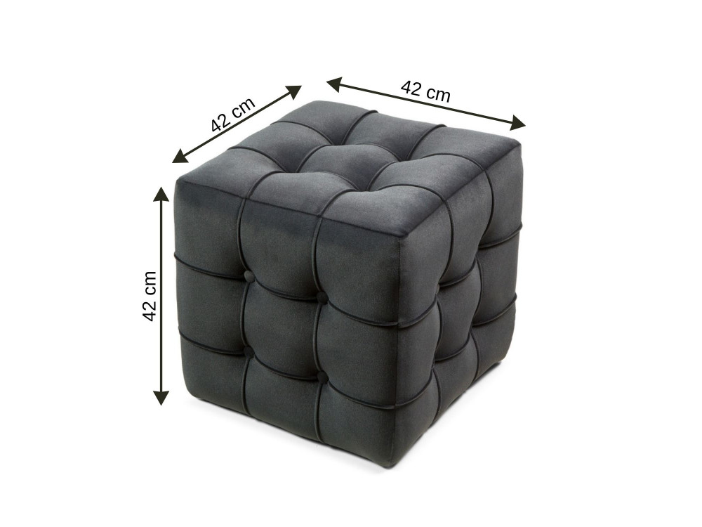Puff de terciopelo "Lizbon" - 42 x 42 x 42 cm - Gris