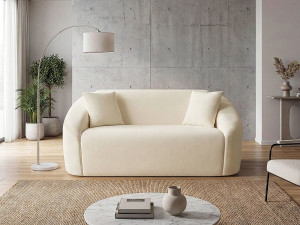 Sofá fijo recto de tela "Ondine" - 2 plazas - Beige 2