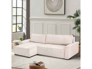 Sofá cama esquinero "Montaigne" de tela texturizada - 4 plazas - Beige 2