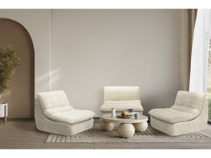 Sillón de tela texturizada «Candela» - 81 x 96 x 75 cm - Beige 2