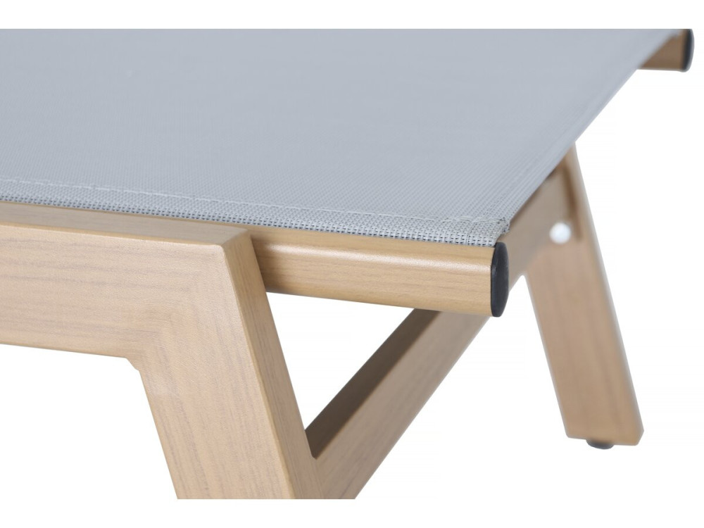 Lote de 2 tumbonas de aluminio imitación madera "Elysia" - Gris claro