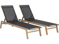Lote de 2 tumbonas de aluminio imitación madera "Elysia" - Crudo - Negro