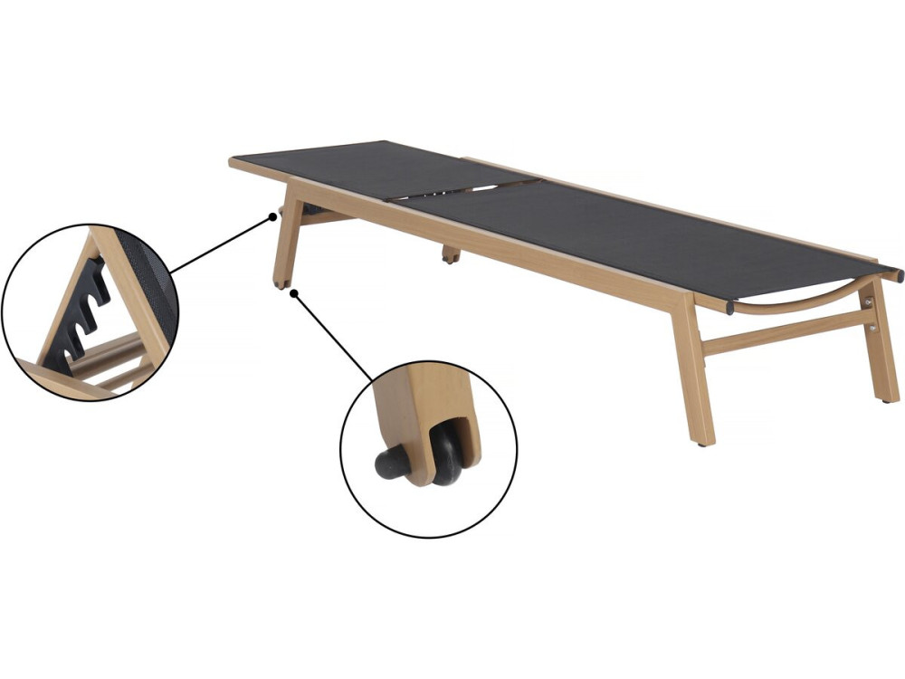 Lote de 2 tumbonas de aluminio imitación madera "Elysia" - Negro