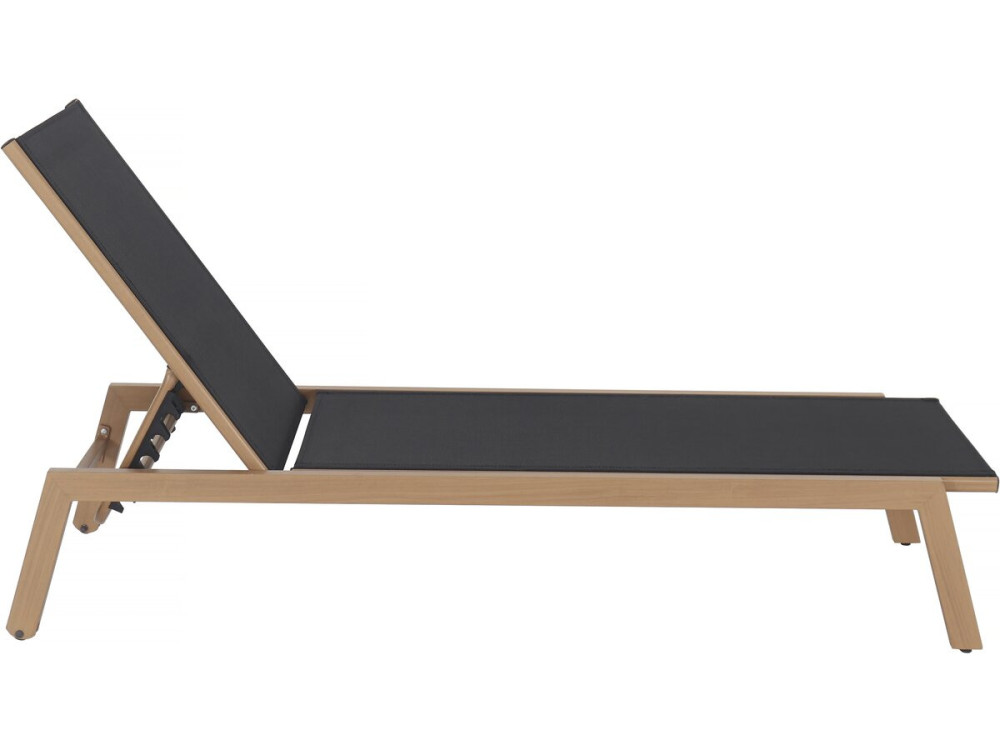 Lote de 2 tumbonas de aluminio imitación madera "Elysia" - Negro