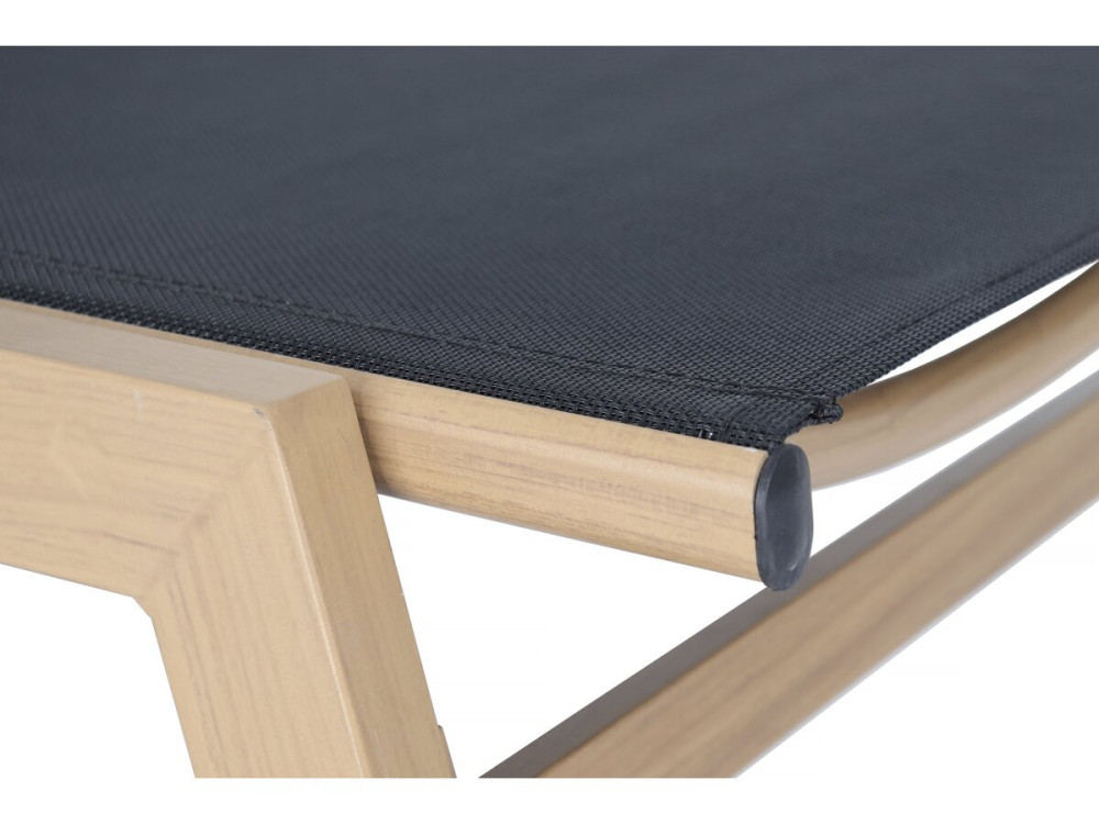Lote de 2 tumbonas de aluminio imitación madera "Elysia" - Negro