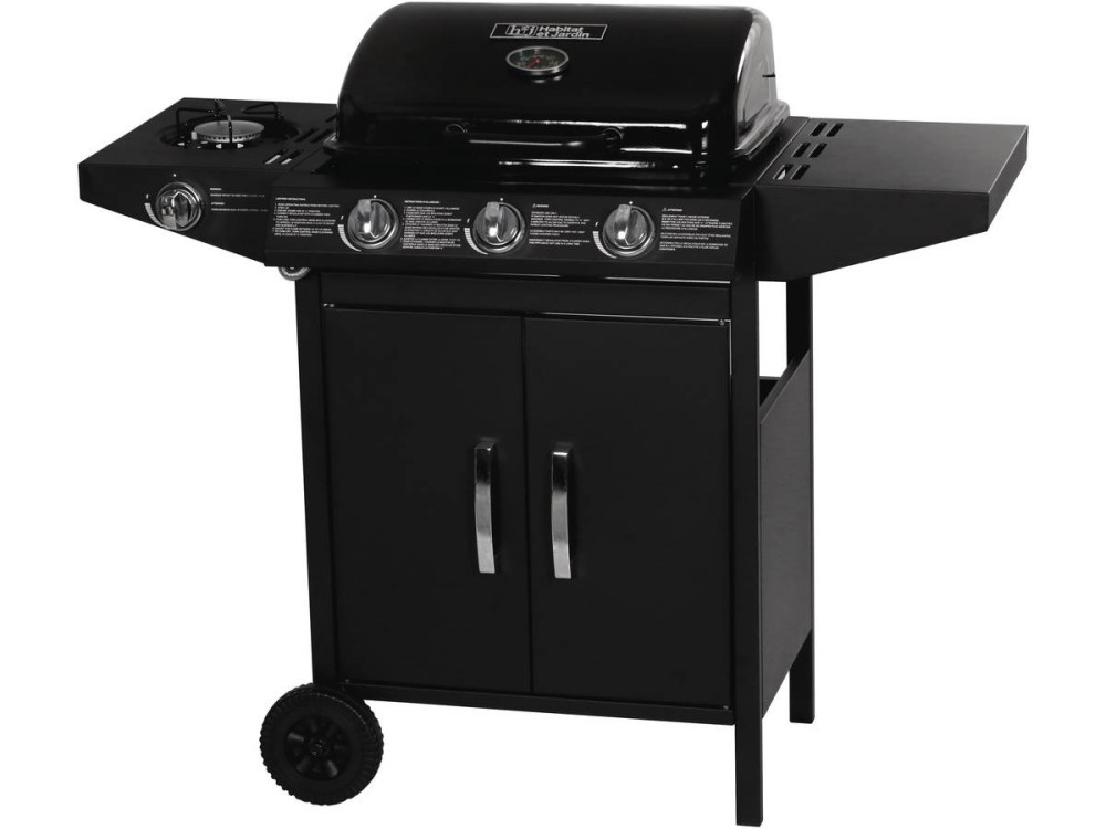 Barbacoa a gas  "Festa 4" - 4 quemadores (1 lateral) - 10.5kW - Negro